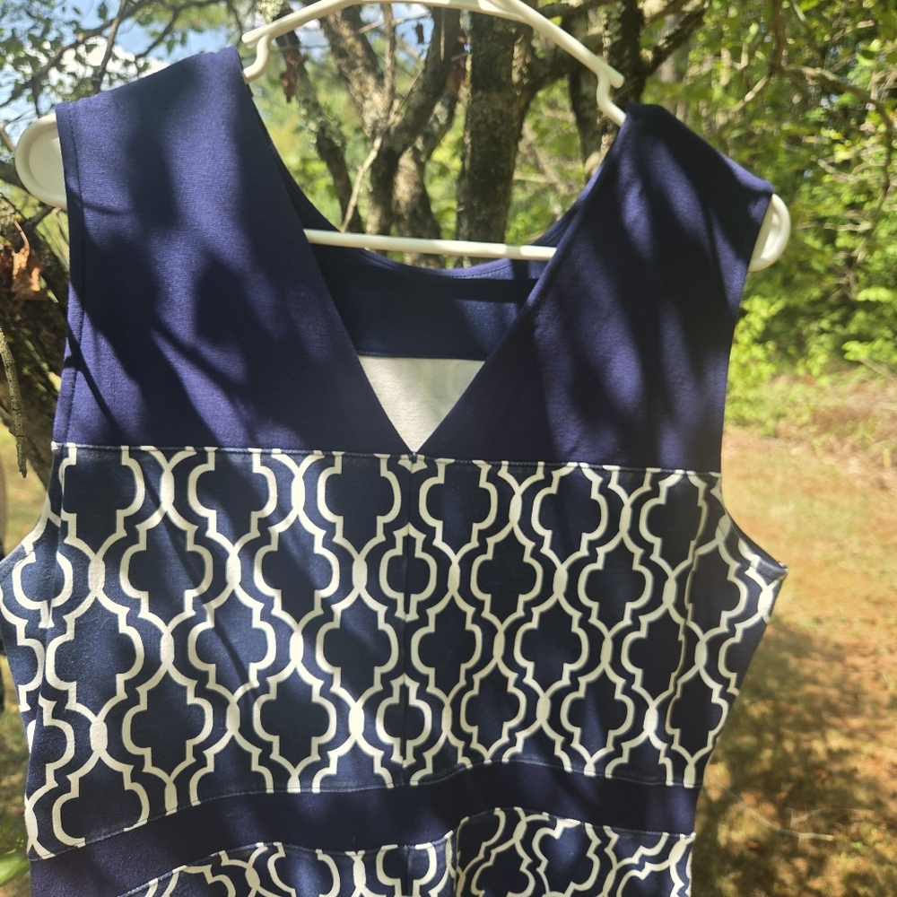Lands End Blue And White Dress Sz 14 - Picture 8 of 10